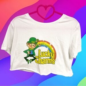 General Mills Lucky Charms cereal white crop top